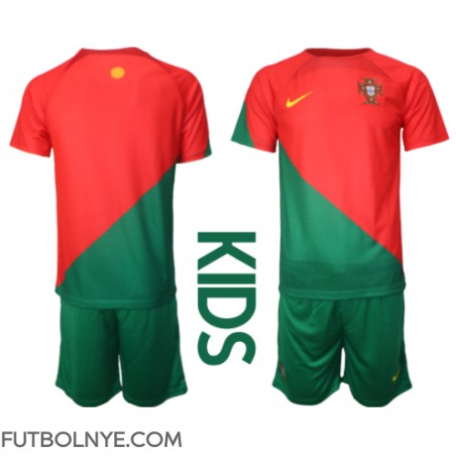 Camiseta Portugal Primera Equipación para niños Mundial 2022 manga corta (+ pantalones cortos)